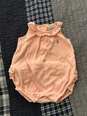 Ralph Lauren Light Pink Ruffle Infant Romper